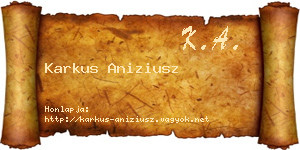 Karkus Aniziusz névjegykártya
